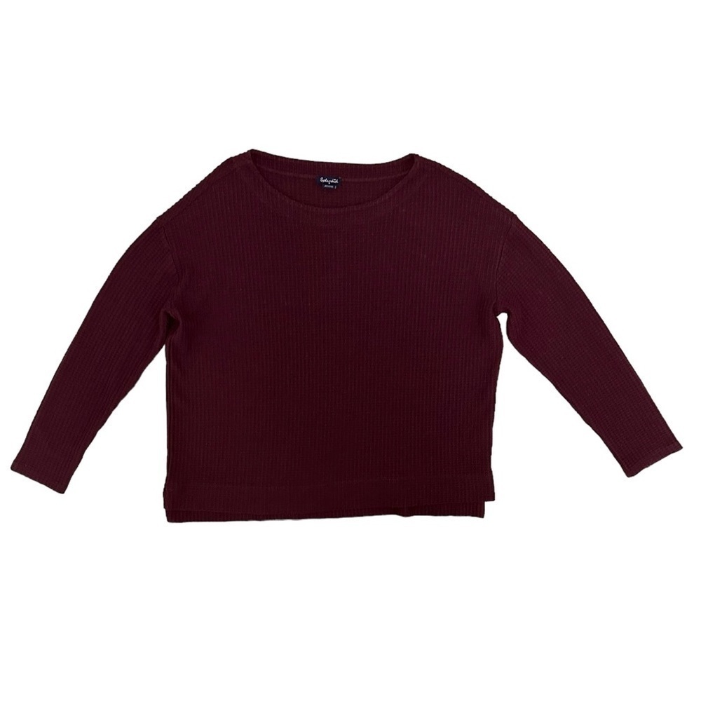 Splendid Waffle Thermal Pullover Long Sleeve Top Size Medium in Merlot